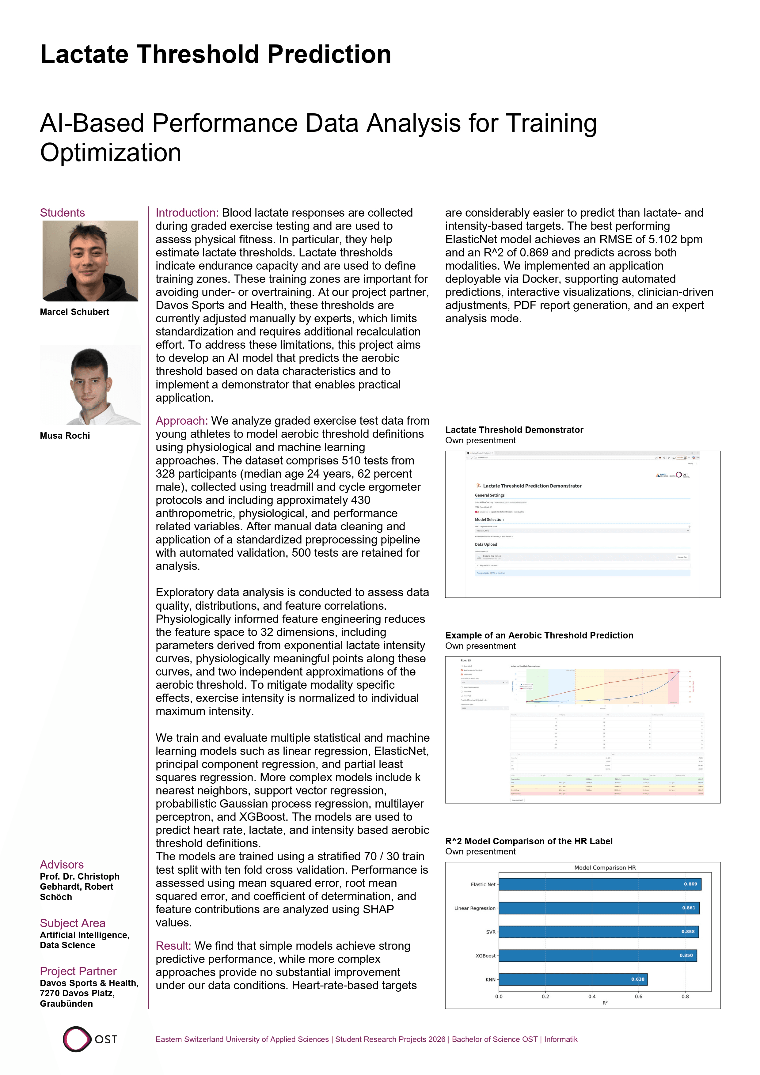 Abstract of the project Lactate Threshold Prediction
